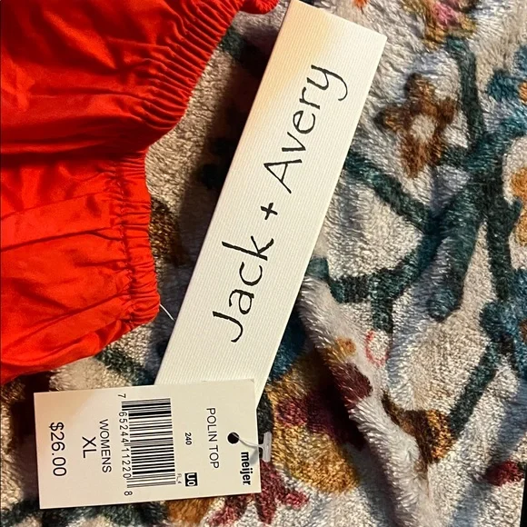 Avery Bold Red Puff Sleeve Blouse XL Cotton - Picture 4 of 4